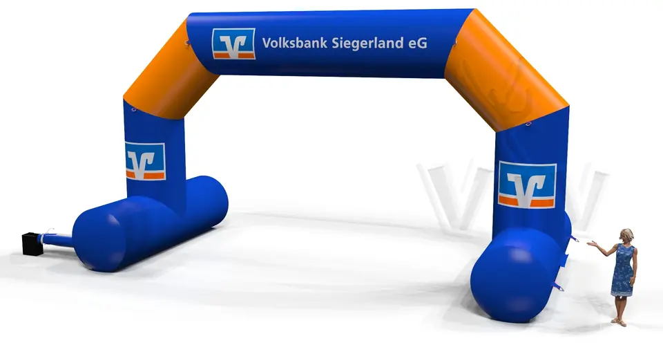 Diagonal self - standing gate Volksbank commercial promotional inflatable gate