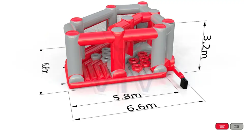 Corner for obstacle course with tires commercial inflatable obstacle course